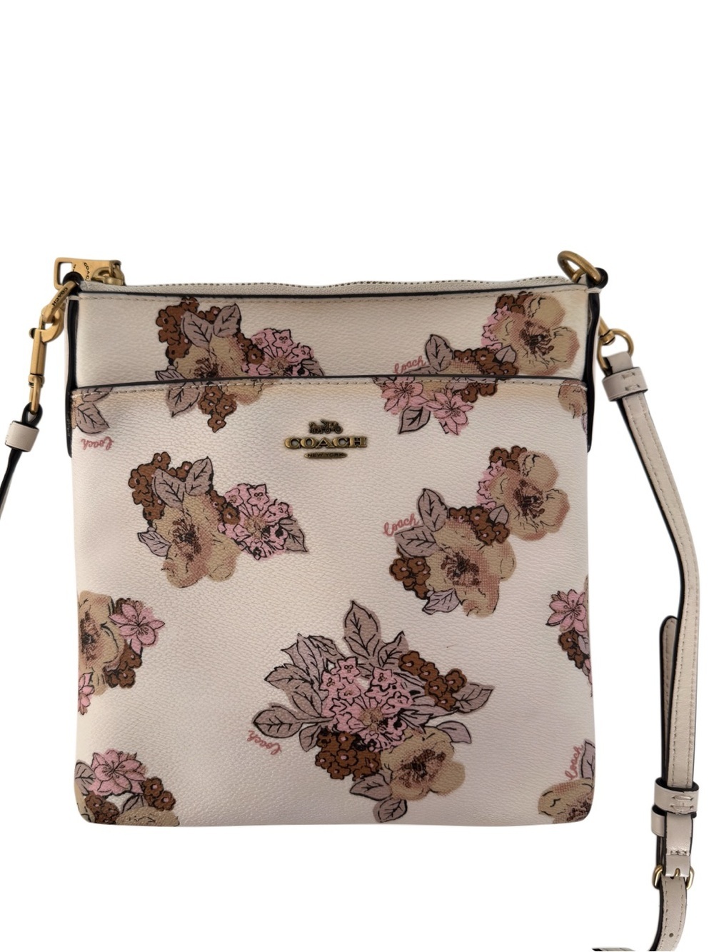 Coach Kitt Messenger Crossbody Bag With Floral Bouquet Print